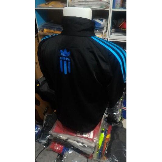 Promo Jaket Running Adidas Classic Black Metalic Blue Limited