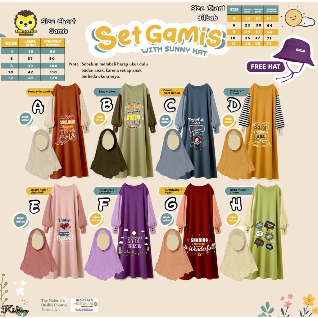 Setelan anak  Gamis Sunny Hat Arkstyle