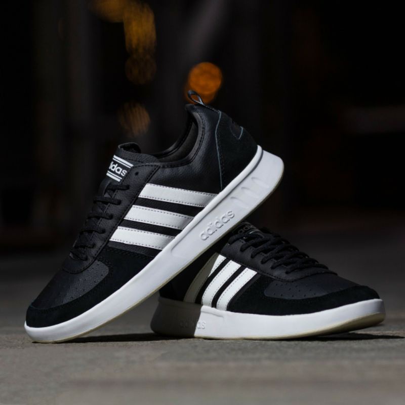 ADIDAS COURT 80S BLACK WHITE ORIGINAL 100% - SEPATU ADIDAS COURT - SEPATU PRIA ORIGINAL - ADIDAS