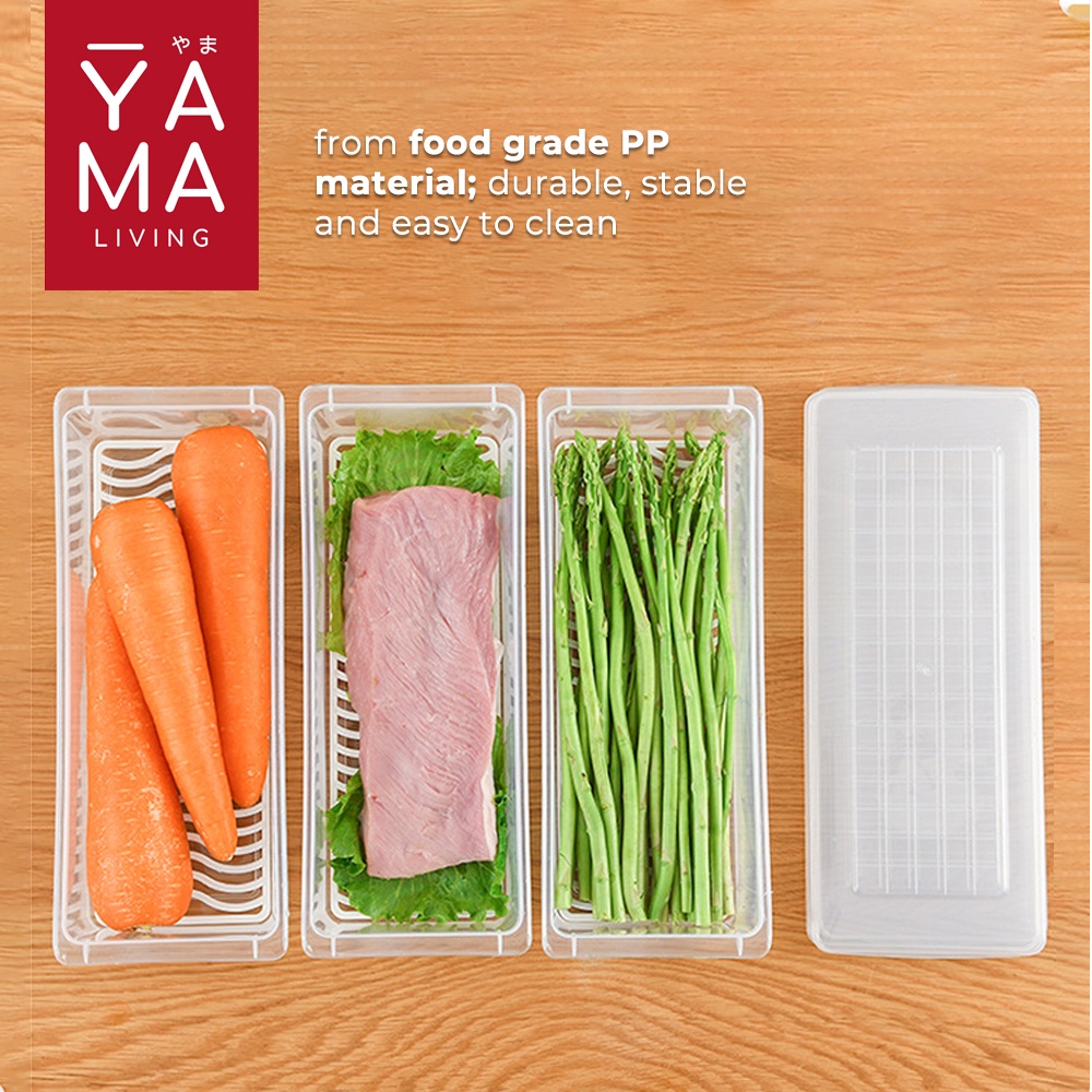 YAMA SARADA Kontainer Kulkas Makanan dengan Saringan Food Storage Box With Strainer Drainer