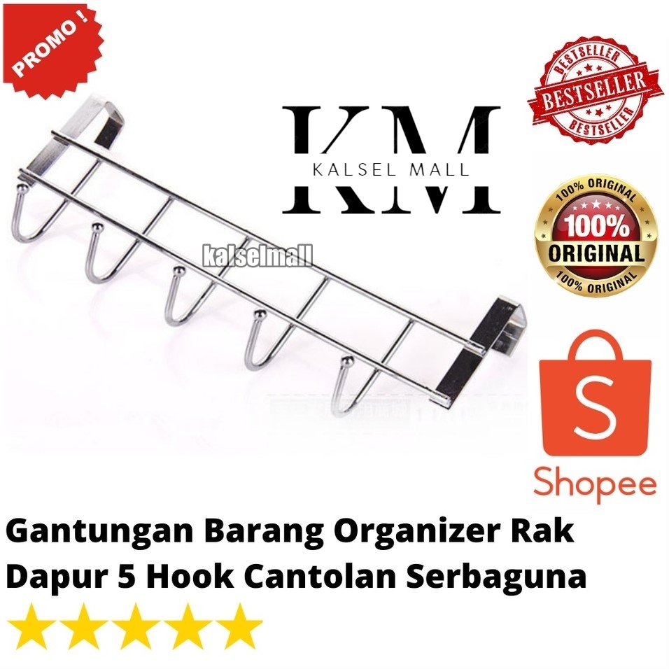 Gantungan Hanger Hook Kaitan Cantolan Alat Dapur Kamar Mandi Rinjing Wajan Sepatula Centong Tanpa Paku Besi Stainless Penggantung Pintu Lemari Serbaguna ART15