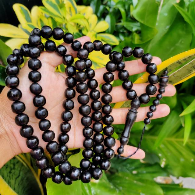 Tasbih 99 bulat polos 10,5 mm hitam kokka kaokah