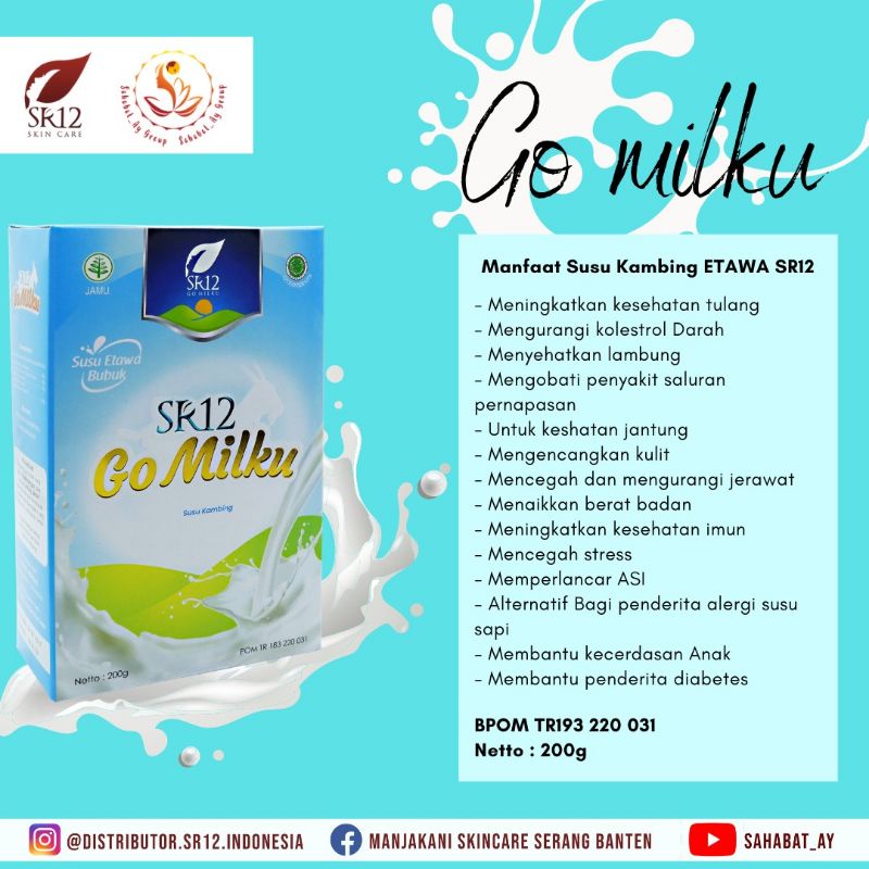 

Go Milku SR12 / susu etawa / goat milk kualitas premium BPOM / susu berkualitas BEST SELLER