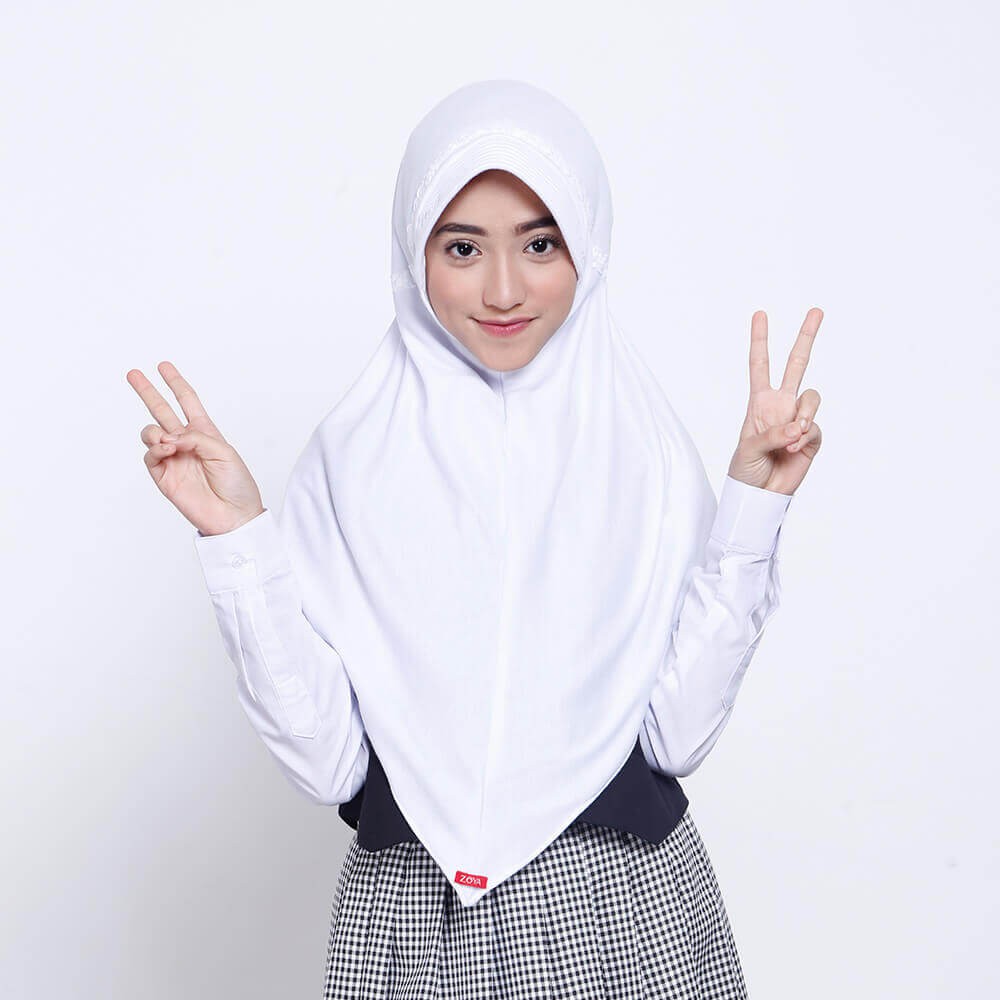 Kerudung Anak / Kerudung Sekolah ZOYA / Bergo / Hijab Instan - JUARAMIDI PUTIH