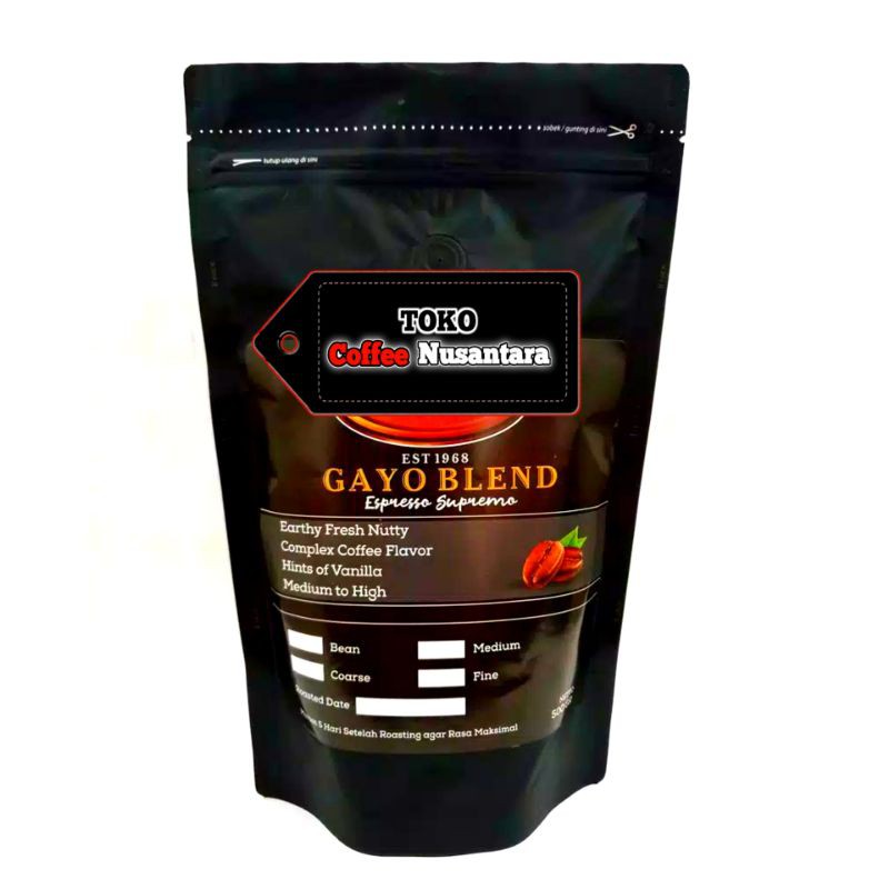

KOPI ESPRESSO SUPREMO 500 GRAM ACEH GAYO BLEND - PREMIUM COFFEE BIJI DAN BUBUK