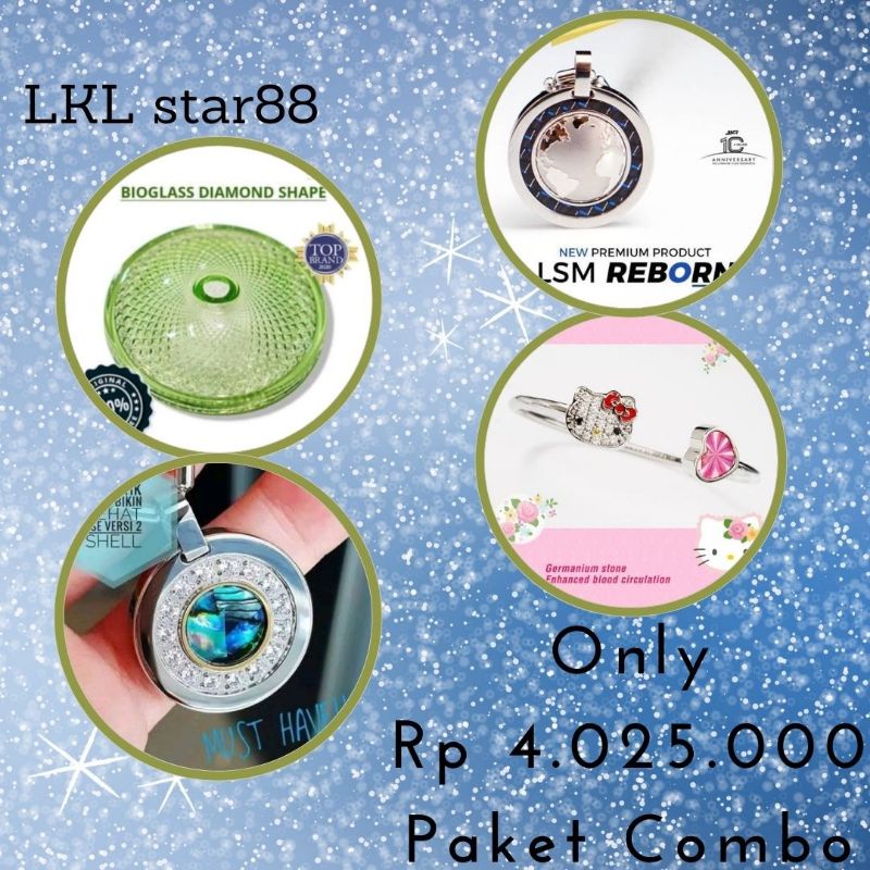 Paket BioGlass DS Diameter 10cm + LSM Reborn + Pendant LSW Shell2 + Bangle Hello Kitty ORIGINAL MCI