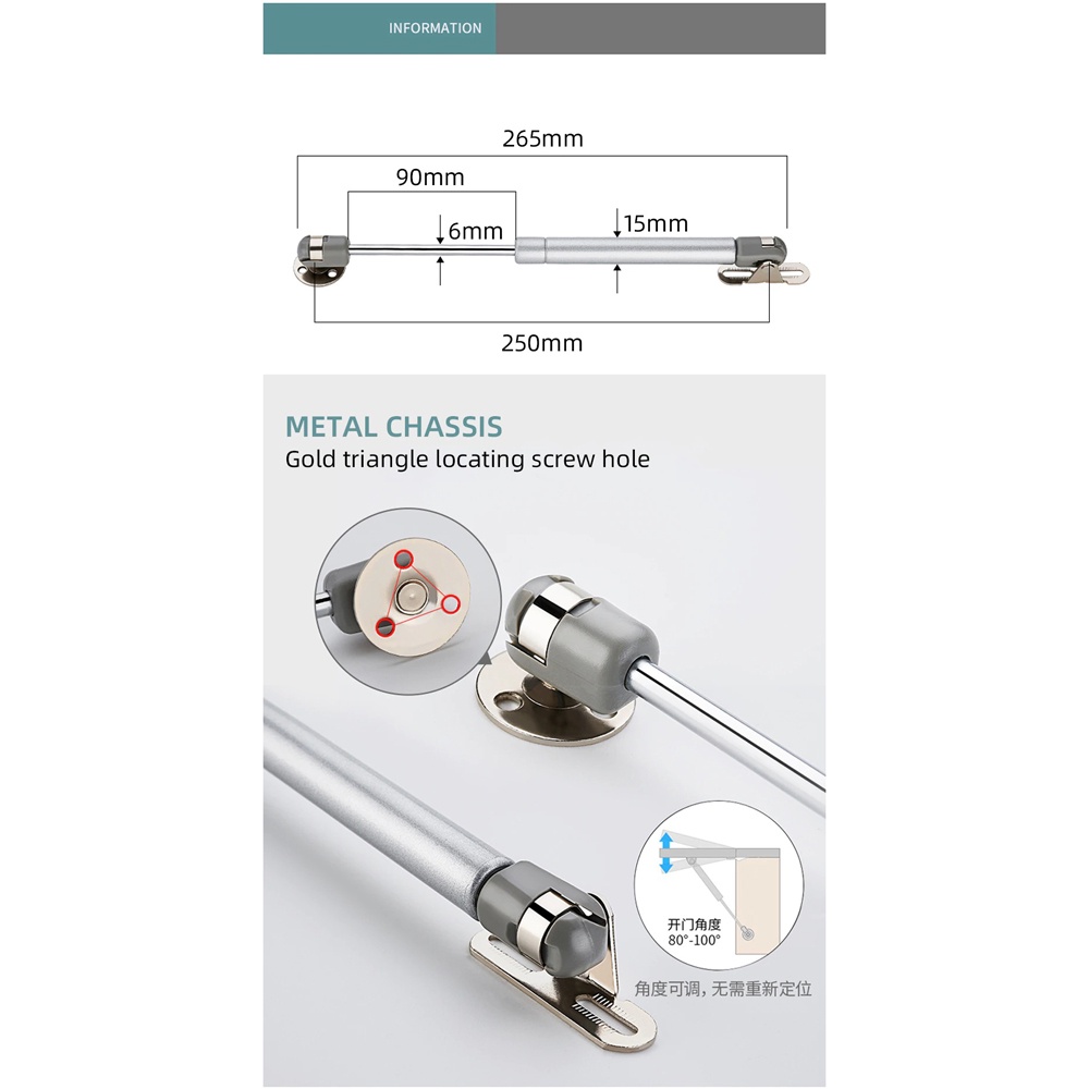 Bracket Engsel Pintu Lemari Meja Lipat Hydrolik Gas Spring Support Rod / Bracket Support  Cabinet Soft Close Gas Spring