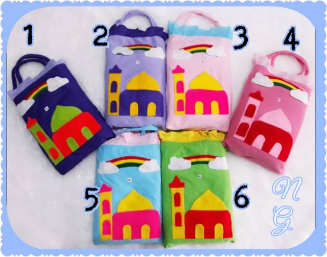 Mukena Anak Kaos Plus Sajadah  Tambah Nama-1