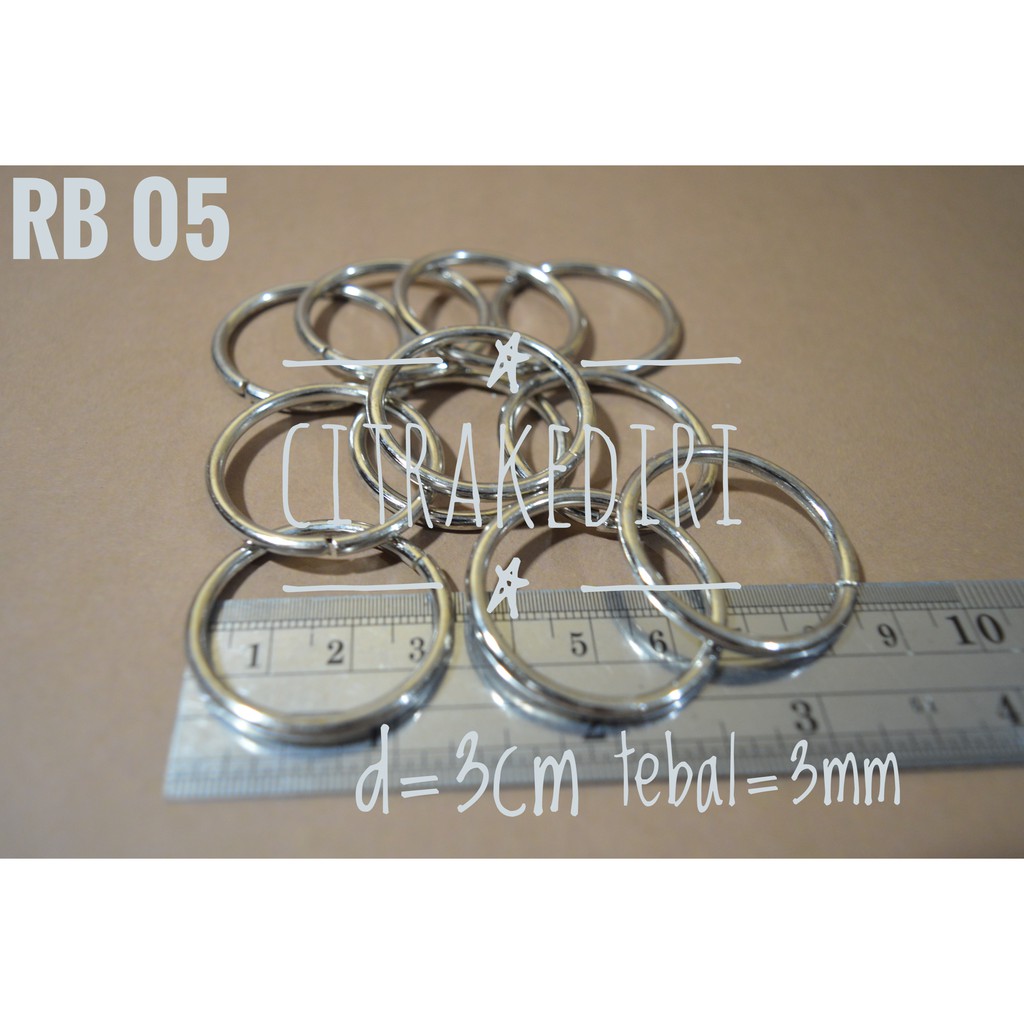 Ring Bulat Nikel 3 cm 3mm - aksesoris tas - ring tas