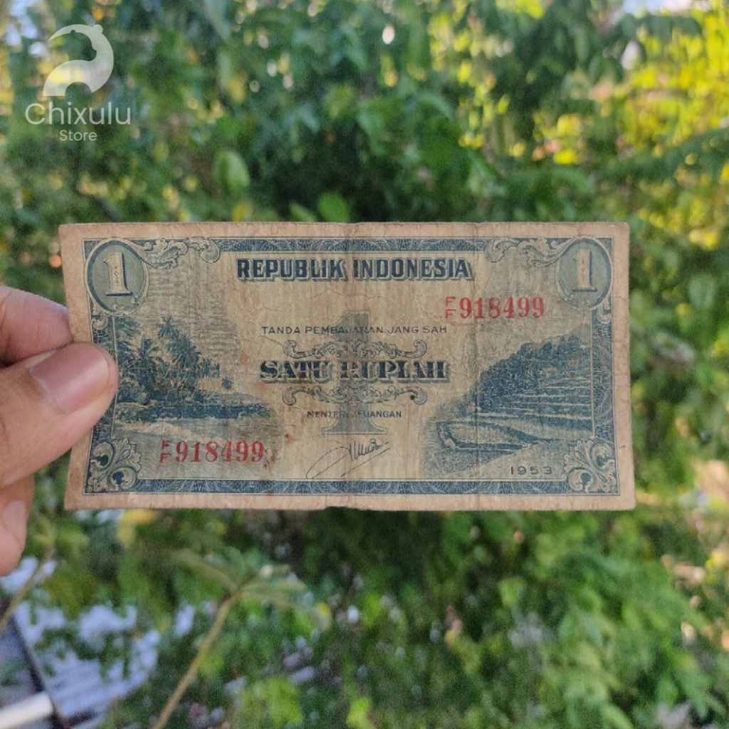 Uang Kertas Kuno Rp1 ( 1 Rupiah ) Pemandangan Tahun 1953 | Uang Lama Indonesia