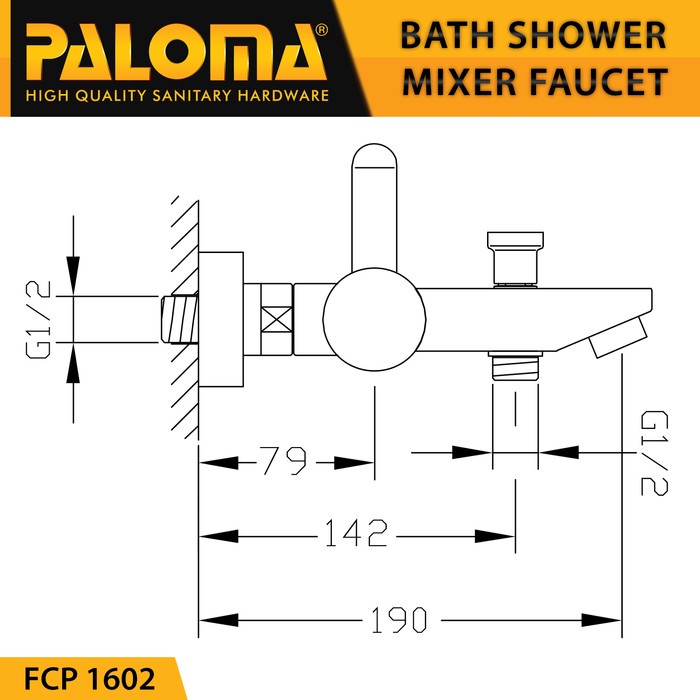 PALOMA FCP 1602 Keran Mixer Bathtub Shower Mandi Panas Dingin Kran Air