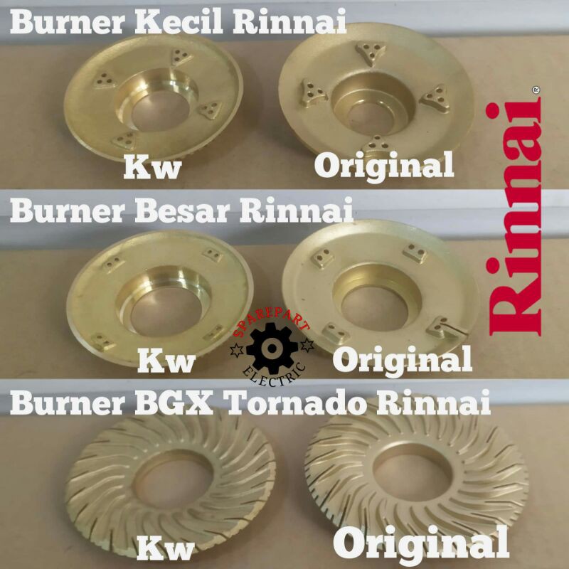 BURNER KUNINGAN KOMPOR GAS RINNAI / KECIL BESAR BGX TORNADO TURBO ORIGINAL LENGKAP