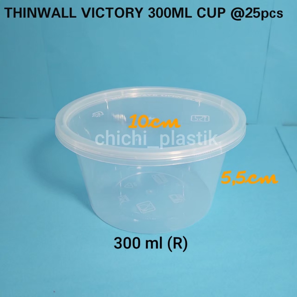 Thinwall food container 300ml VICTORY  / Cup salad 300ml/Cup pudding 300ml / Mangkok plastik / Mangkok Bening