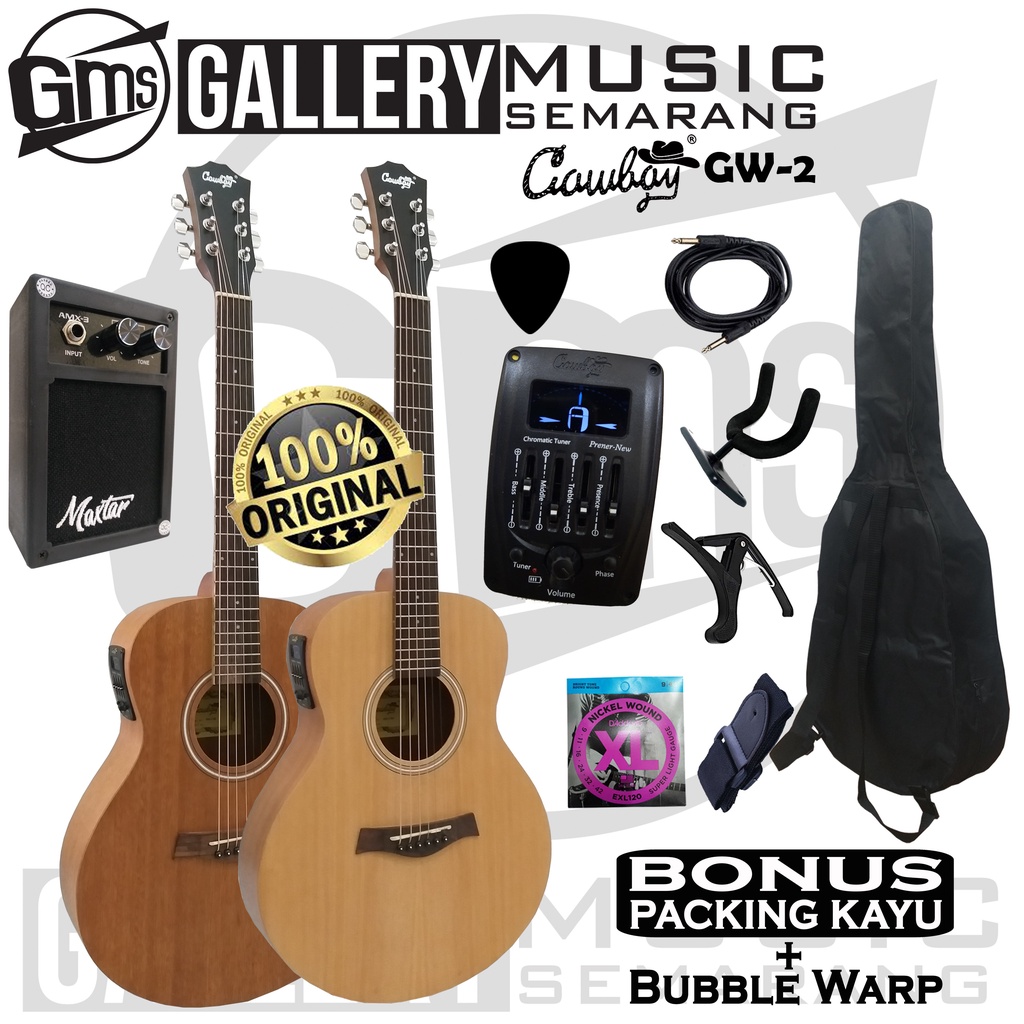 ORIGINAL!!! Gitar Akustik Elektrik Import Merk Cowboy GW-2 NA GW 2NS Equalizer Tuner Prener New