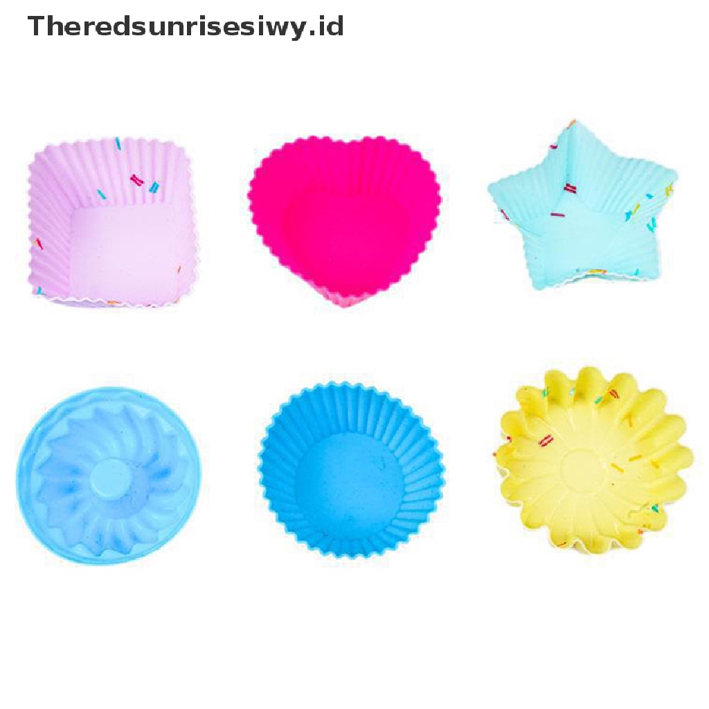 # Alat Rumah Tangga # 1pc Cetakan Cupcake Bahan Silikon Multi Warna Acak