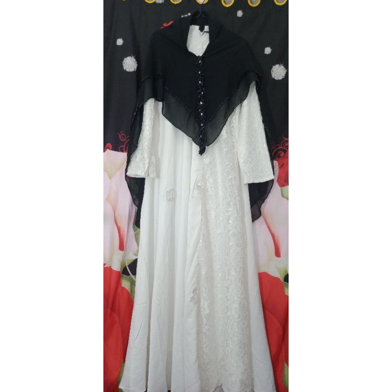 GAMIS PUTIH SEMI SUTRA SET KHIMAR