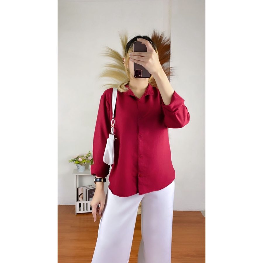 RX Fashion - Maudy Shirt //Blouse Wanita kekinian -R3-MAROON