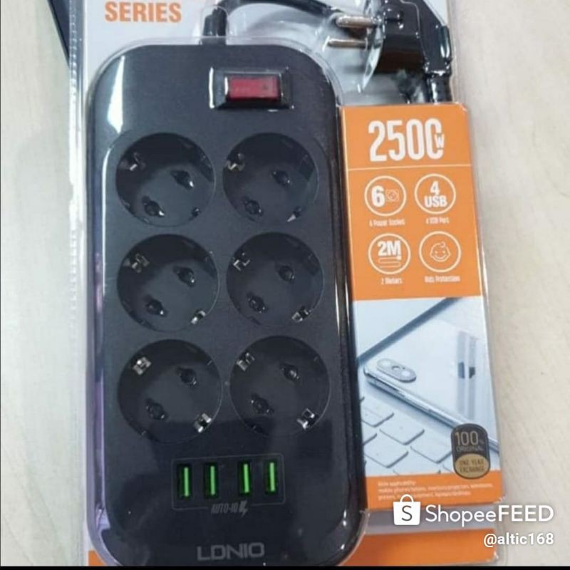 LDNIO SE6403 Stop kontak 6 lubang + 4usb