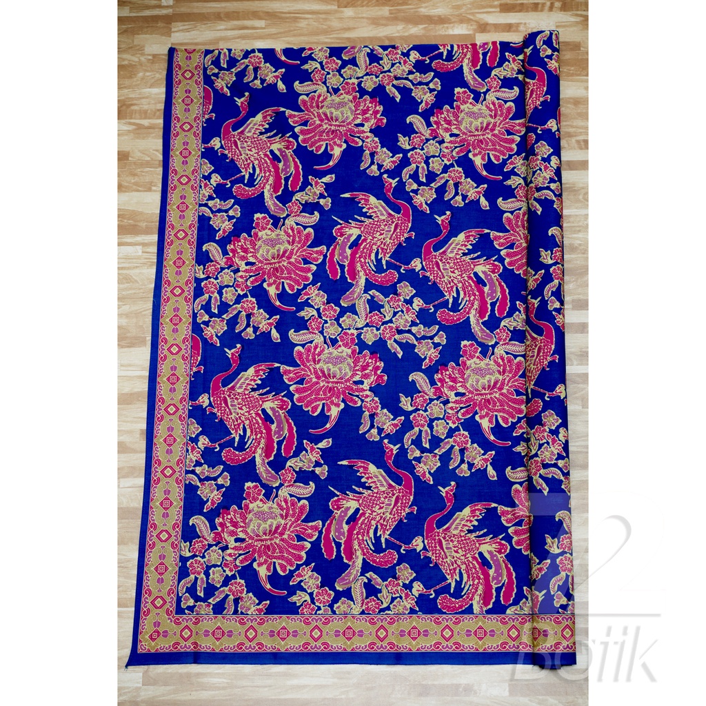 KAIN BATIK KATUN Premium Motif Burung Warna Biru Tua Merah Muda Kuning 728917 Cap 72 Jarik Jarit Samping Kebat Panjang Batik Katun Modern Premium Bahan Seragam Batik Pernikahan Kantor Keluarga Murah Kamen Jadi Batik Bali Lembaran