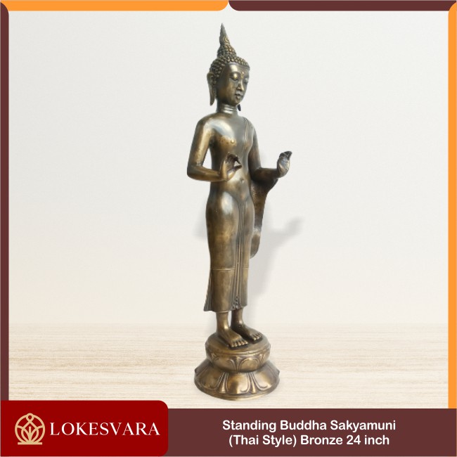 Rupang Patung Arca Standing Buddha Shakyamuni Bronze Perunggu 24inch