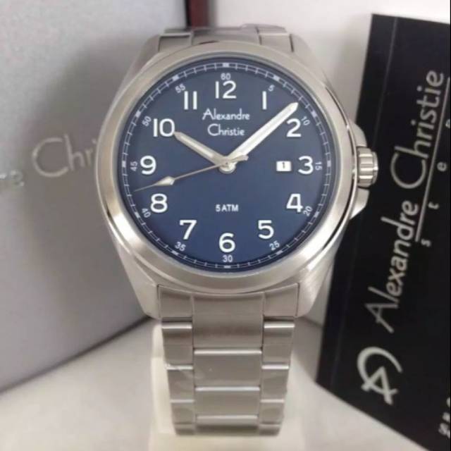Jam Tangan Alexandre Christie 6540 Pria Silver Blue Original