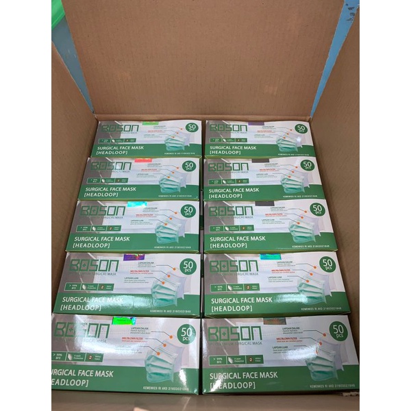 BOSON Masker Hijab Headloop 3 Ply Isi 40 Pcs - Disposable Daily Mask