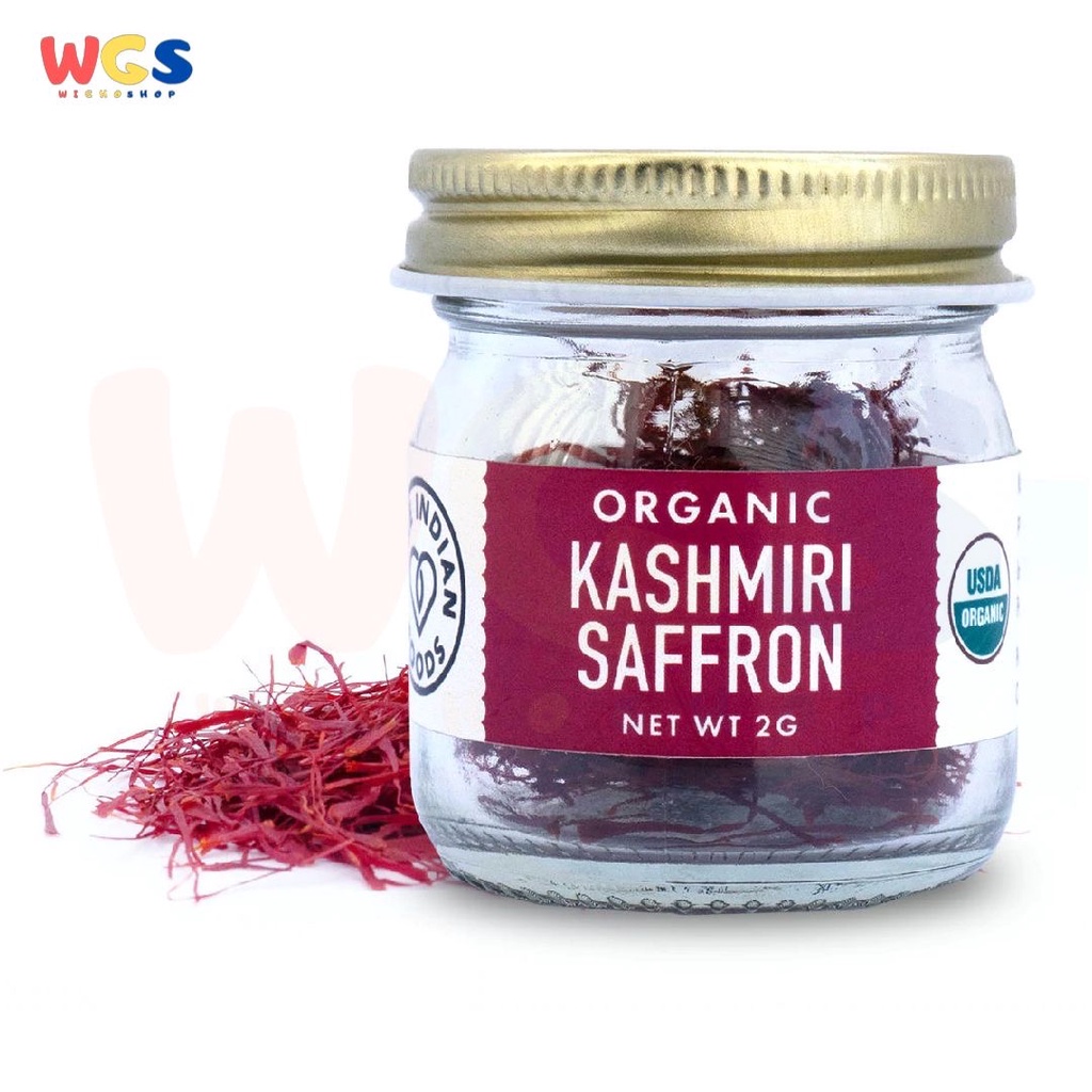 Pure Indian Foods Saffron Organic Kashmiri Glass Bottle 2g