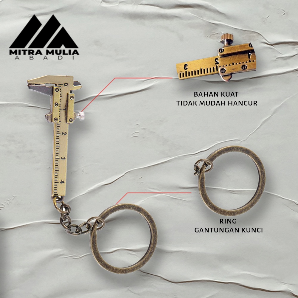 Gantungan Kunci Jangka Sorong | Keychain Jangka Sorong Stigmat Caliper - Gold