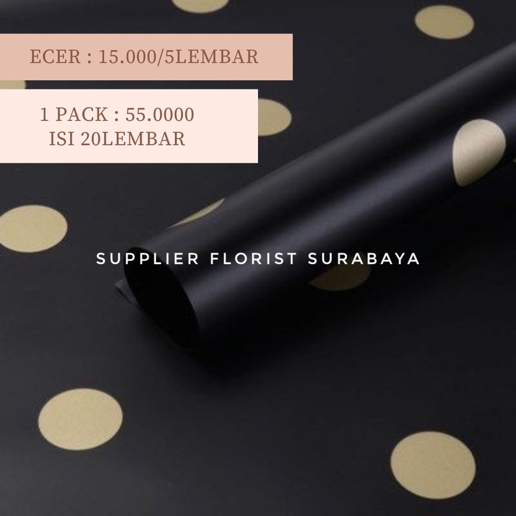 [5 LEMBAR] KERTAS CELLOPHANE KERTAS BUNGA POLKADOT DOT BUNDAR BULAT KERTAS KOREA WRAP BUNGA WRAPPING PAPER BOUQUET BUKET BUNGA