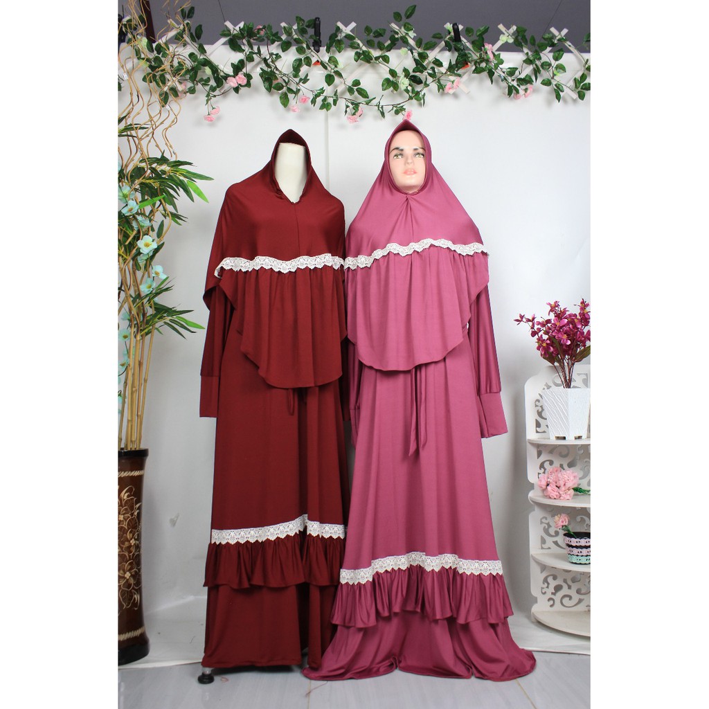 Gamis Jersey set khimar yusriah saifanah adem baju wanita muslim remaja sederhana simple