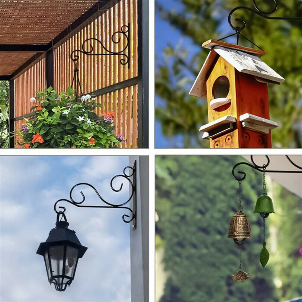 【COD Tangding】4pcs/set Heavy Duty Metal Hanging Basket Brackets Garden Plant Hanger Hook Wall Decor