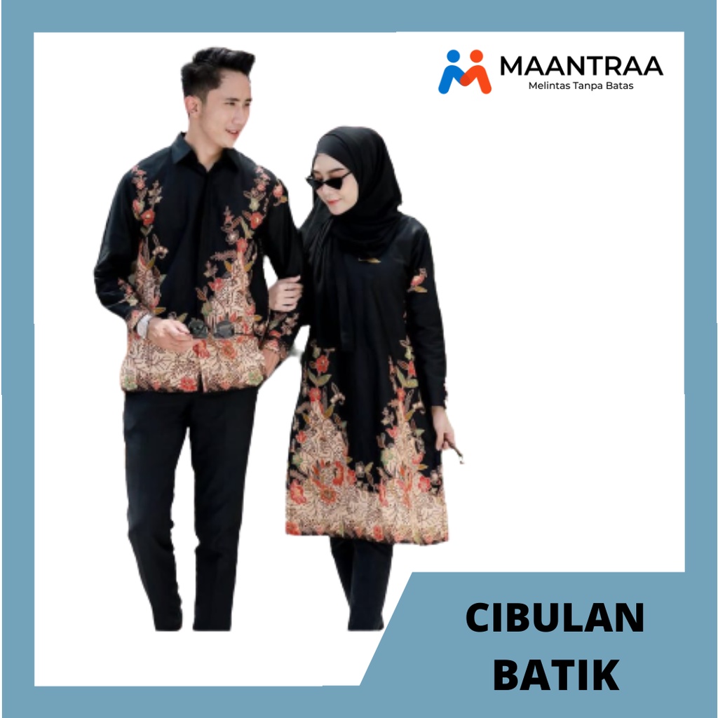 ZAMURA Baju Couple Tunik & Hem Batik Lengan Panjang