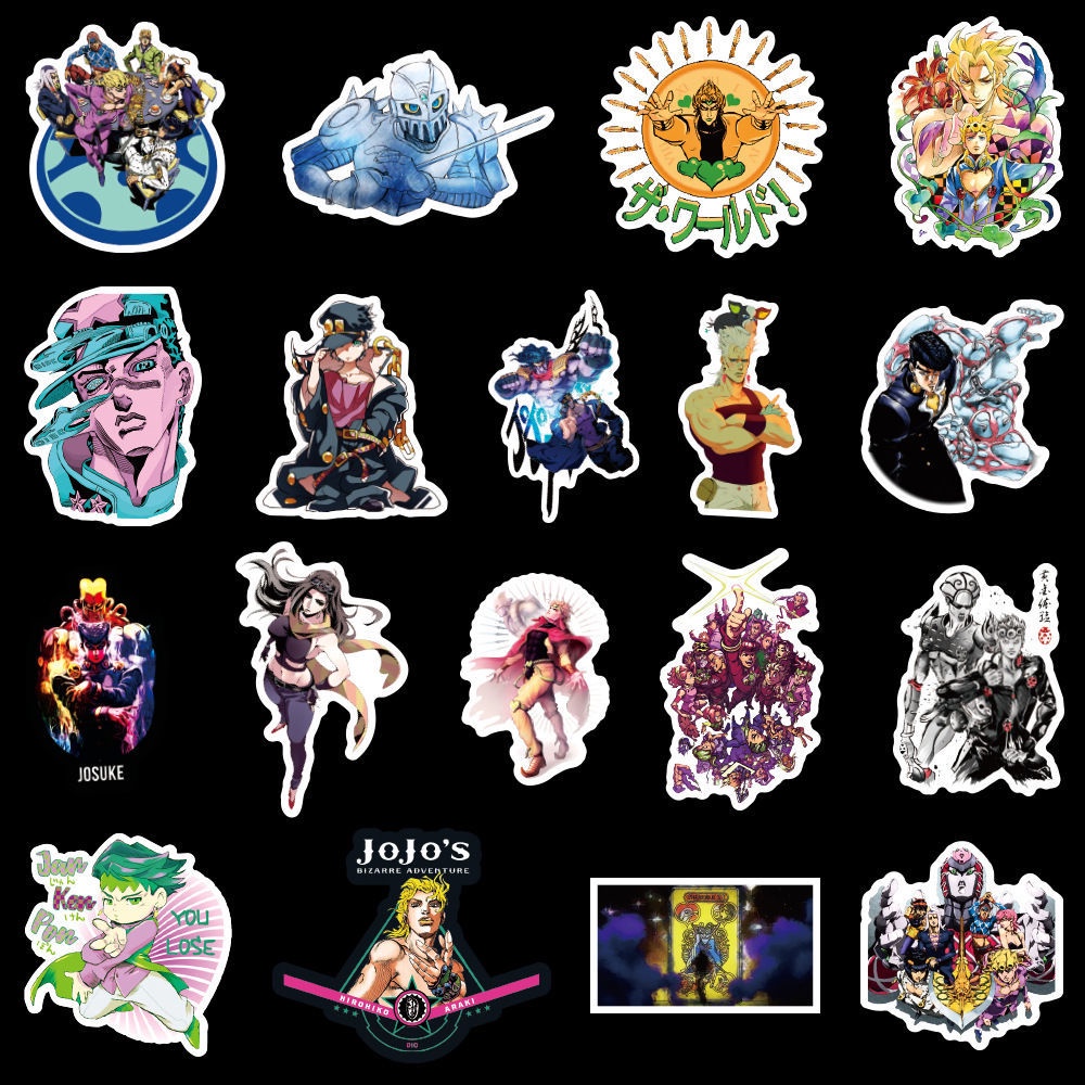 100 buah JOJO anime bagasi stiker kartun tampan laptop diy gitar besar stiker koper stiker cangkir a