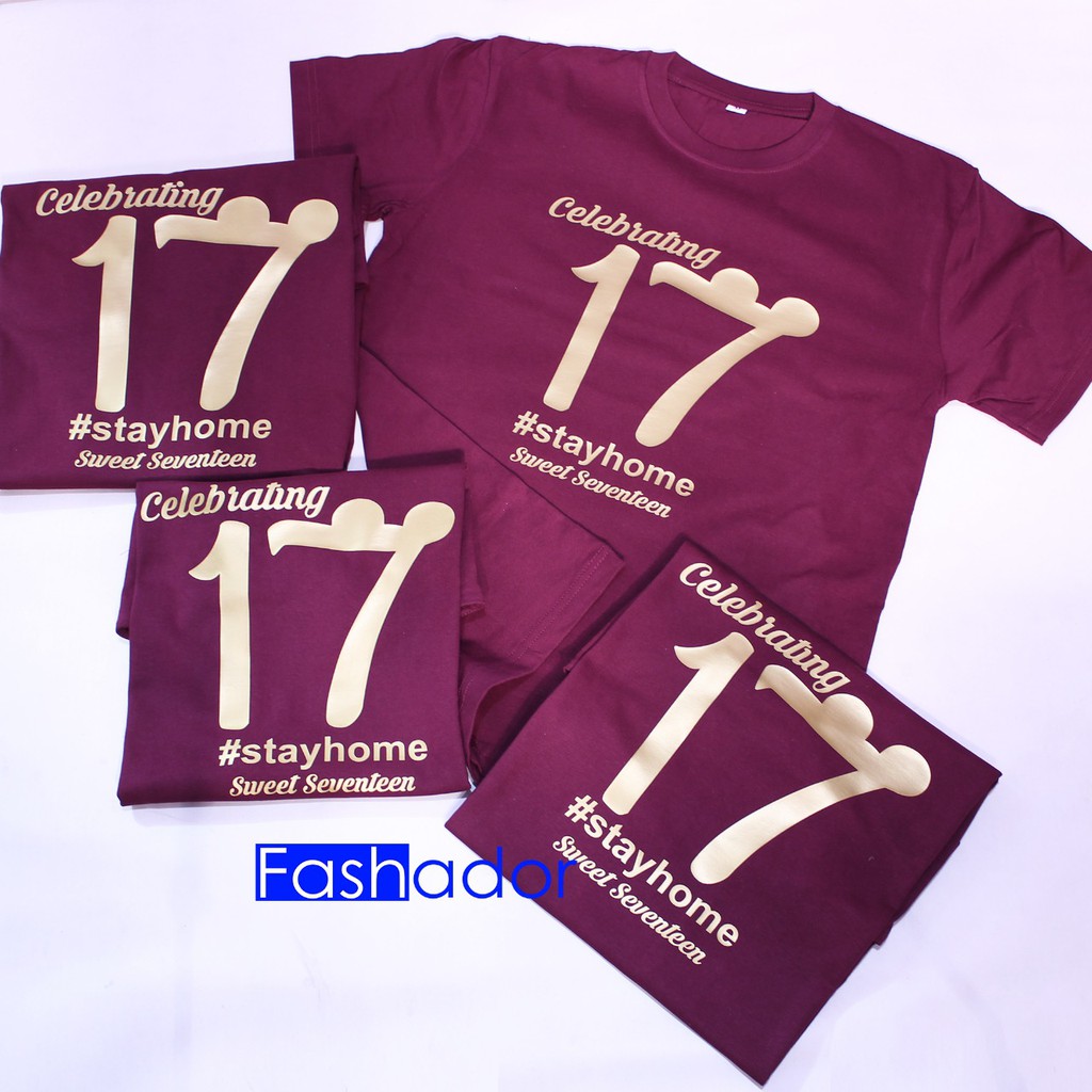 GRATIS CUSTOM NAMA Kaos / Baju / T-Shirt Ulang Tahun / Ultah Sweet Seventeen 17 Tahun Couple Keluarg