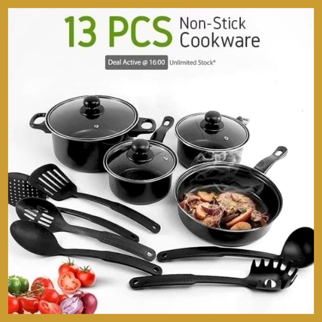 Panci Set Teflon Marble 13 Pcs Cookware Set Tutup Kaca TG-2