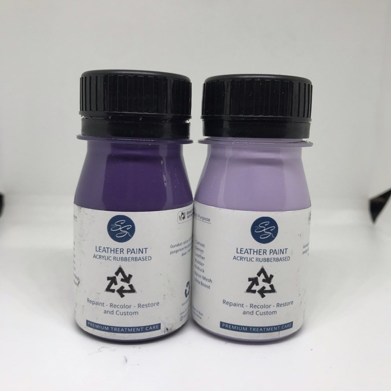 Cat Sepatu Kulit SS Leather Paint - Acrylic Rubber Cat Midsole, Rubber, Boost - Cat Tas Jaket Kulit-Purple/Lilac