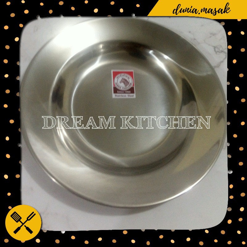 Deep Plate 9 " / Piring Makan 22,8 Cm Stainless Steel Zebra Thailand Unik Murah Berkualitas
