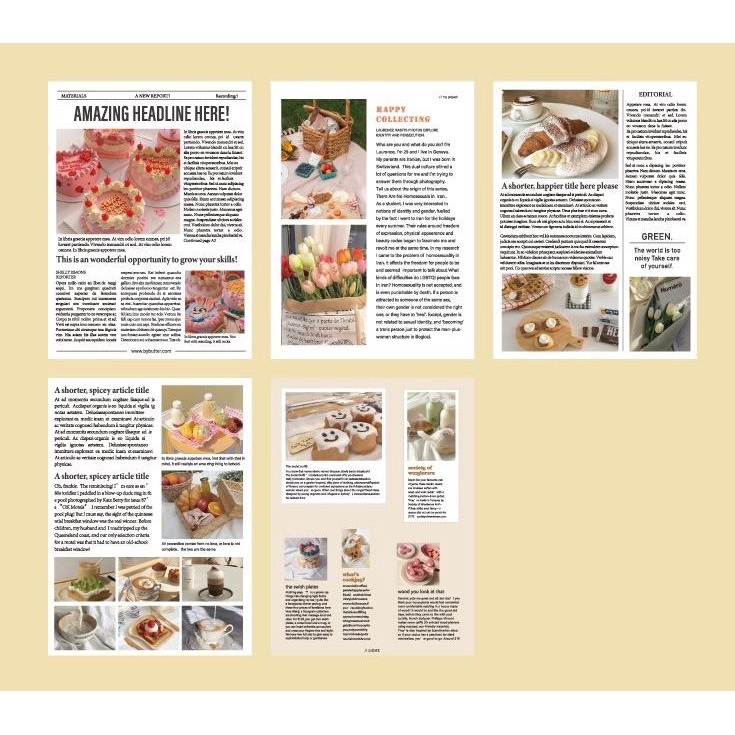 50 lembar Kertas Motif Newspaper Aesthetic Dessert Koran Vintage Paper Colorfull Scrapbook- km28-Amazing