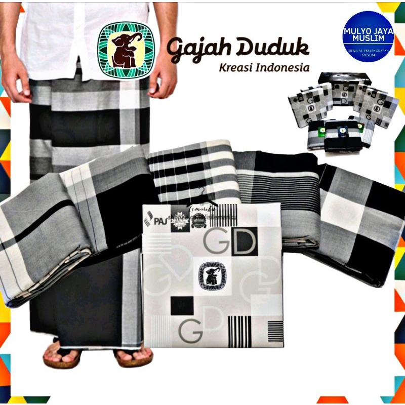 sarung gajah duduk black &amp; white/ hitam dan putih