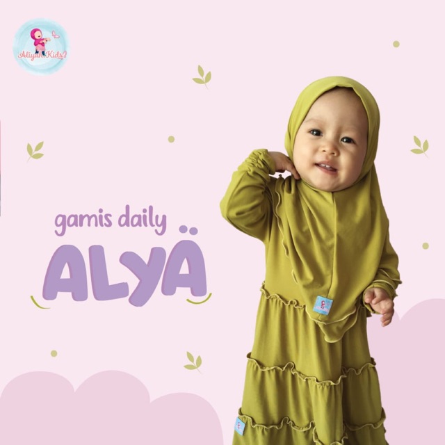 Gamis daily anak bayi ALYA by Aliyah kids (gerai aliyah) / gamis bayi / jilbab baby size 1-3