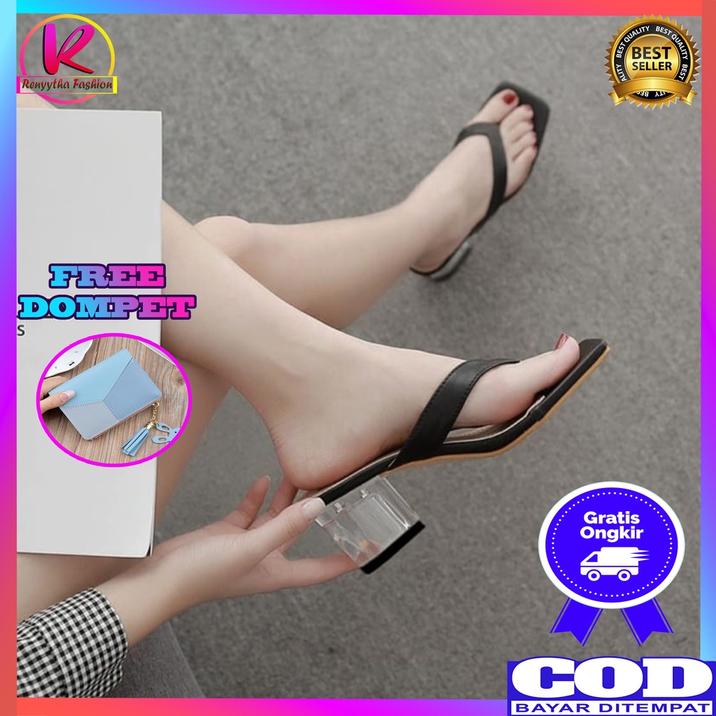 Sendal Hak Kaca Wanita Terbaru Sandal High Heels Wanita Murah 2022 US83 Premium Termurah