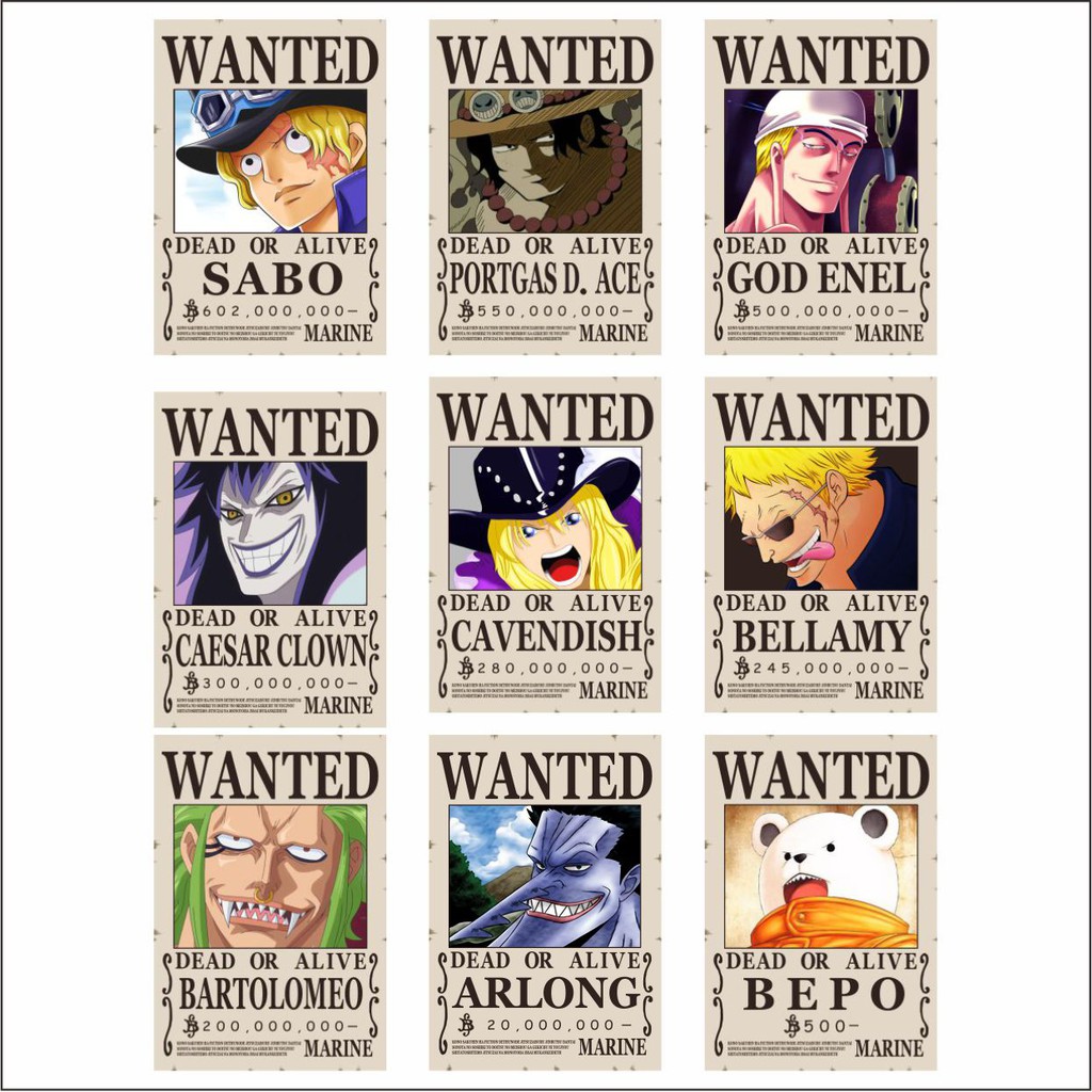 Bounty Poster WANTED ONE PIECE Terlengkap Shopee Indonesia