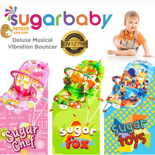 Bouncer Bayi Sugar Baby Deluxe Musical Vibration Bouncer 1 Recline