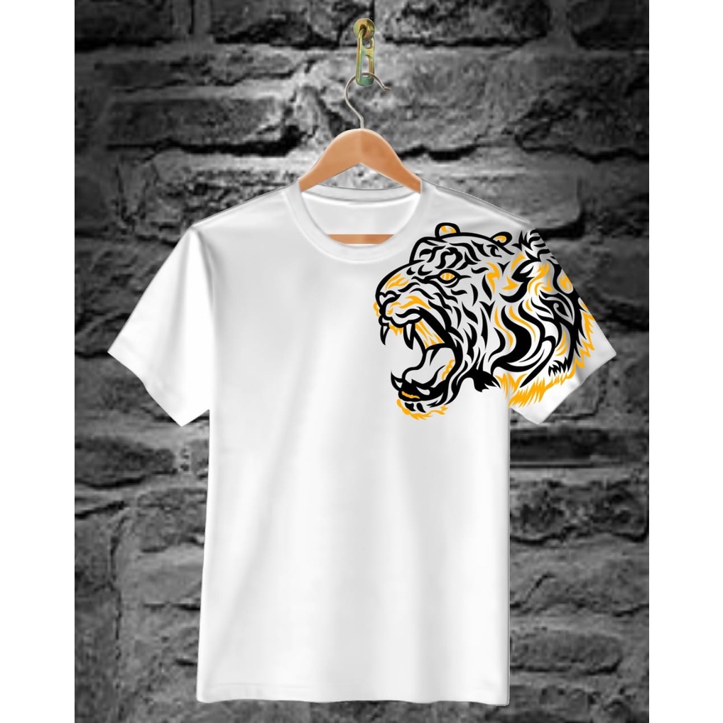 Kaos Tiger Distro Pria Kekinian Baju Kaos Premium Kaos Murah T-shirt Bandung Kaos Bergambar Keren Atasan Unisex