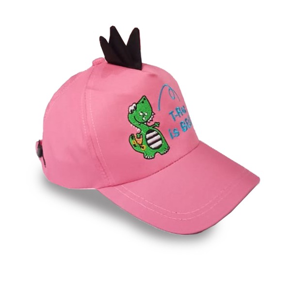 Topi Anak Dinosaurus T-Rex / Topi Dino Anak Baseball Bordir Nama Custom 1 Hari Jadi-PINK