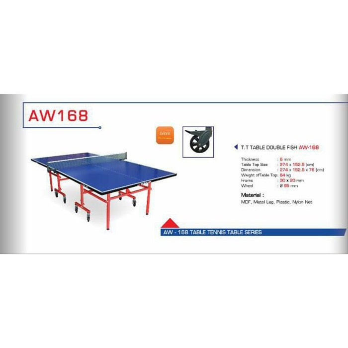 Meja Pingpong Tenis Meja Outdoor Double Fish AW 168 Import