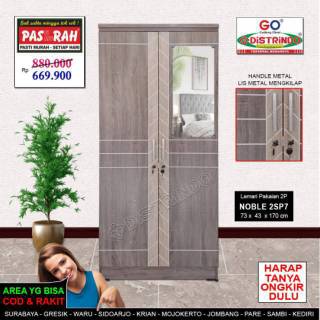  Lemari  Pakaian  2 Pintu Minimalis Dengan Cermin Full Papan 