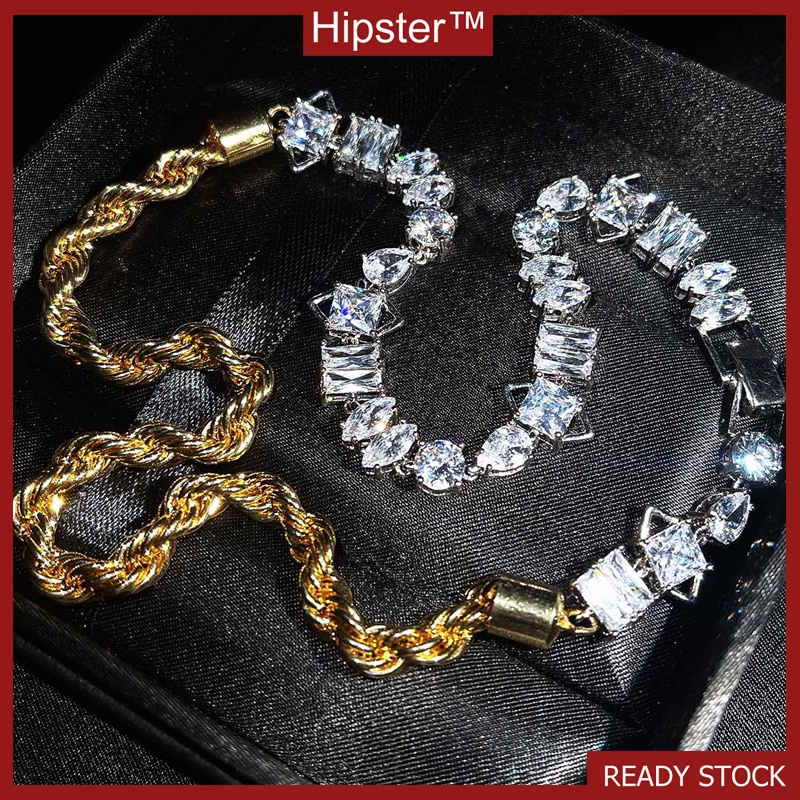 Fashion Creative Two-Color Electroplating Necklace High Carbon Diamond Heavy Industry Bracelet