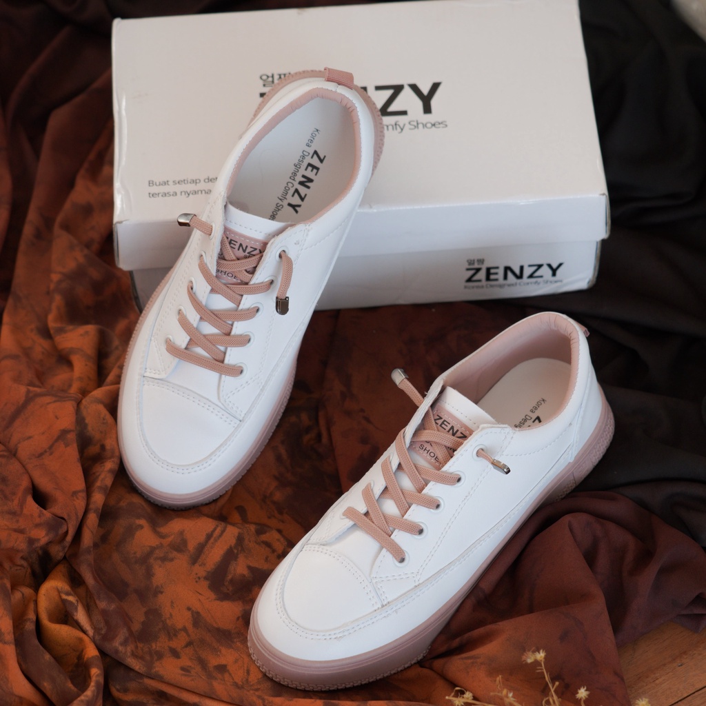 Zenzy Lovas Shoes Korea Inspired - Sepatu Casual Comfy PU Karet Premium-Soft Pink
