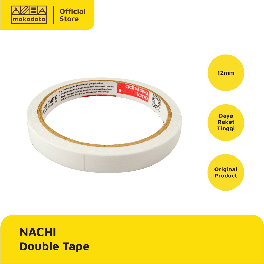 

SOLASI DOUBLE TAPE NACHI PEREKET BENDA WARNA PUTIH 12MM MURAH